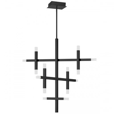 Dainolite Acasia Chandelier 42w Matte Black Frosted Acrylic Diffuser Lamp|Lustre Acasia de Dainolite en acrylique givré qui diffuse la lumière, avec fini noir mat et ampoule de 42 W
