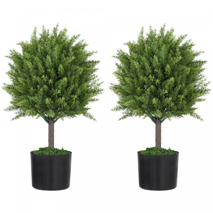 HOMCOM Set of 2 Decorative Artificial Plants, Fake Plants for Home, Green