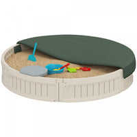 Outsunny Kids Sandbox With Cover, Sandbox Outdoor With Corner Seat, Easy Assembly, Play Sand Station
