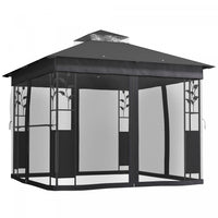 Outsunny 10' X 10' Outdoor gazebo With Shelf And Netting, uv30+ Protected