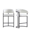 Augusta Modern Metal Upholstered Counter Stool in White - Set of 2