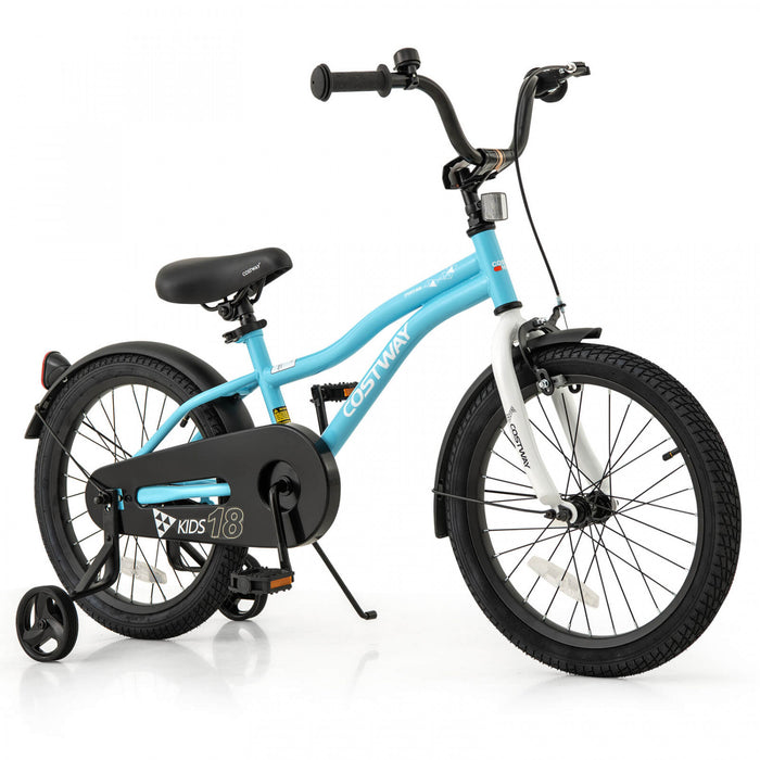 Costway 18\" Kids Bike For 4-8 Years Old Boys & Girls With Adjustable Seat Handbrake Reflectors Blue