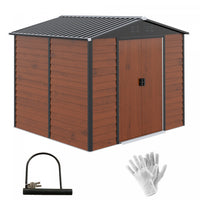 Outsunny 8' X 7' Outdoor Storage Shed, Galvanized Steel Metal Garden Shed W/ Double Sliding Lockable