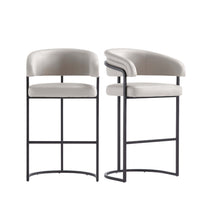 Augusta Modern Metal Upholstered Barstool in Light Gray - Set of 2 