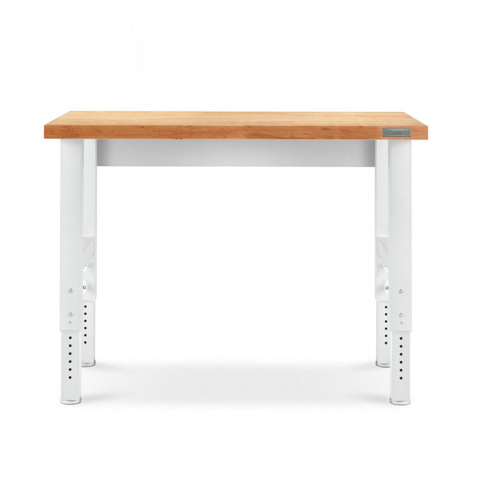 Gladiator 4' Adjustable Height Hardwood Workbench - Hammered White