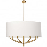 Dainolite Eleanor 8 Light Chandelier Aged Brass White Shade Lamp