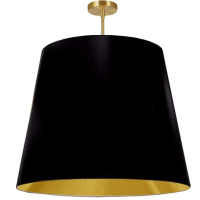 Dainolite Oversized Drum 1 Light Pendant tapered Drum XLarge Black/Gold Shade Lamp|Très grand luminaire suspendu de Dainolite avec très grand abat-jour cylindrique effilé noir et doré, et 1 ampoule