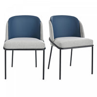 Olivia Set of 2 Modern Dining Chair with Slanted Legs and Adjustable Feet,Blue&Gray 