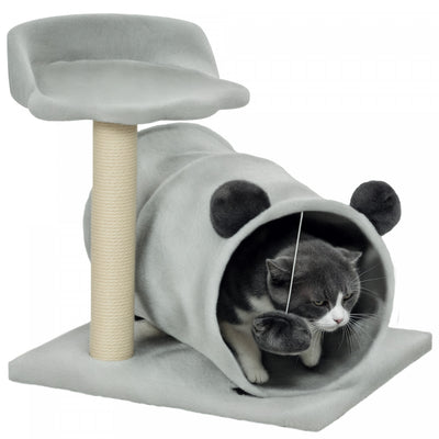 Pawhut 18.5" Cat Tree, Small Cat Tower With Tunnel, Scratching Post, Plush Bed, Dangling Ball, Compact Kitten Activity Centre For Indoor, Grey