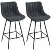 HOMCOM 27" Bar Stools Set of 2, PU Leather Counter Height Barstools, Black