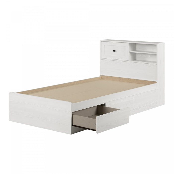 Hazen Mates Bed With 3 Drawers And Headboard Set White Pine - South Shore