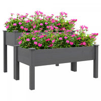 Outsunny 2 Tiers Raised Garden Bed, Wooden Elevated Planter Box With Legs Gardening Planting Bed Wit