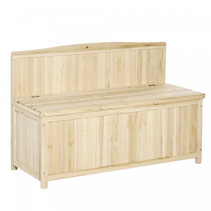 Outsunny Wooden Garden Bench With Storage Box, Outdoor Seating, Natural