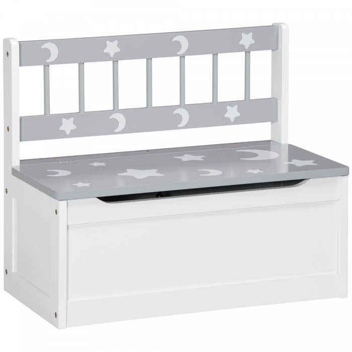 Qaba Kids Toy Storage Box Chest with Lid, Toddler Children Playroom Bedroom Furniture, Toy Organizer and Storage Bin, Grey