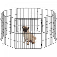PawHut Foldable Dog Playpen, Expandable Metal Exercise Pet Fence with Grounding Stakes Indoor Outdoor Use for Small Dogs, 20