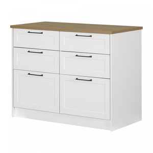 Toscano 6-drawer Kitchen Island - White And Maple Nutmeg 