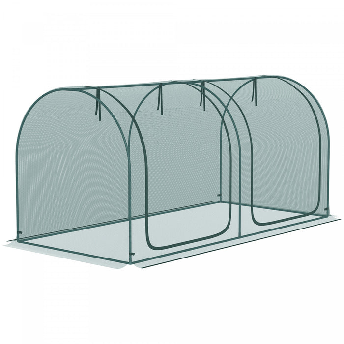 Outsunny 8 X 3ft Crop Cage With Two Zippered Doors Dark Green