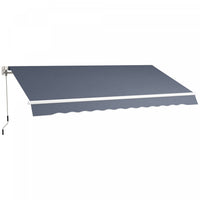 Outsunny 12' X 8' Retractable Awning Patio Awnings Sun Shade Shelter Grey