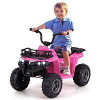 Costway Kids Ride On Electric Atv 6v 4-wheeler Quad Car With One-button Start Tread Tires Pink