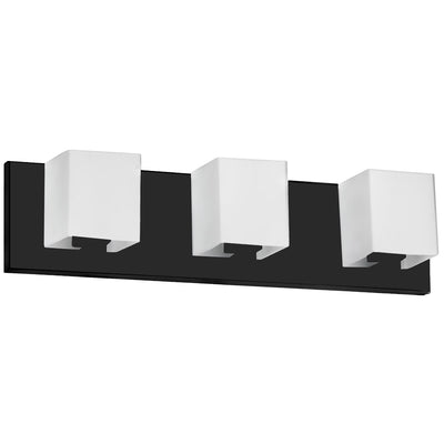 Dainolite Verona 3 Light Vanity Light Matte Black White Glass Shade Lamp|Lumière de coiffeuse Verona de Dainolite avec abat-jour en verre blanc, fini noir mat et 3 ampoules