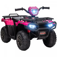 Aosom 12v Kids Atv Quad, 4 Wheeler Battery Powered Ride-On Electric Vehicle With Music Mp3, Headligh