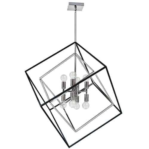 Dainolite Kappa 8 Light Pendant Polished Chrome/Matte Black Finish Lamp