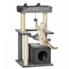 Pawhut Cat Tree Tower Multi-level Kitten House With Scratching Post Condo Hammock Bed Ball Toy - 19 X 19 X 35.5 Inches, Gray