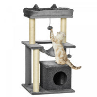 Pawhut Cat Tree Tower Multi-level Kitten House With Scratching Post Condo Hammock Bed Ball Toy - 19 