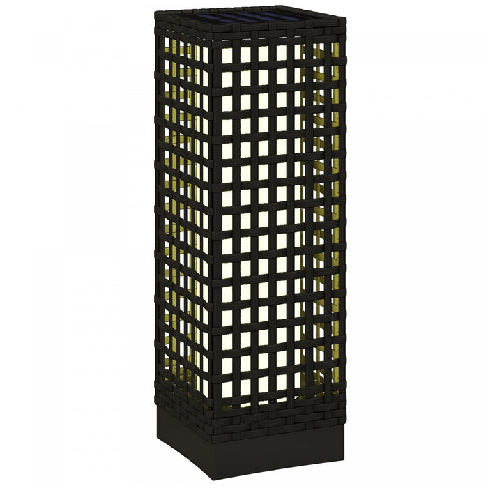 Outsunny Wicker Solar Floor Lamp, Solar Powered Outdoor Lamp with Auto On/Off LED Lights, IP44 Waterproof, Decorative Outdoor Solar Lantern for Patio, Porch, Pathway, Black