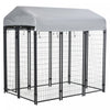 Pawhut 6' X 4' X 6' Large Outdoor Dog Kennel Steel Fence With Uv-resistant Oxford Cloth Roof & Secure Lock
