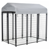 Pawhut 6' X 4' X 6' Large Outdoor Dog Kennel Steel Fence With Uv-resistant Oxford Cloth Roof & Secur