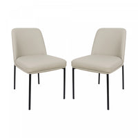 Loft Contemporary Vegan Leather Metal Side Chair in Stone Gray - Set of 2 