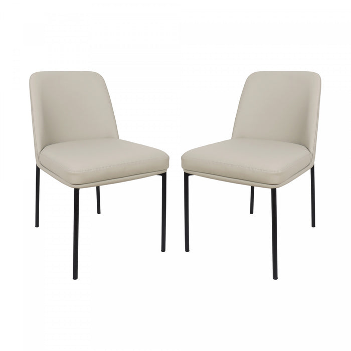 Loft Contemporary Vegan Leather Metal Side Chair in Stone Gray - Set of 2
