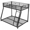 John Space-Saving Metal Floor Bunk Bed,Twin over Full,Black