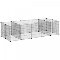 Pawhut 18 Panels Small Animal Cage, Pet Playpen With Doors, Guinea Pig Cage, Portable Metal Wire Yar
