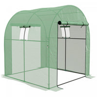 Outsunny 6' X 6' X 6.6' Tunnel Greenhouse With Doors And Mesh Windows, Walk-in Green House With Uv-r