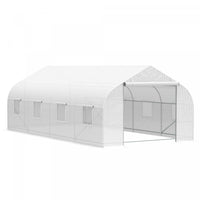 Outsunny 20x10x7ft Walk-in Tunnel Greenhouse, Outdoor Backyard Plant Seed Growth Warm House With 2 A