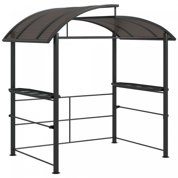 Outsunny 8' X 5' Grill Gazebo Shelter With Interlaced Vented Pc Roof, Outdoor Bbq Canopy With Side Shelves, Aluminum And Steel Frame For Garden, Patio, Backyard, Dark Grey