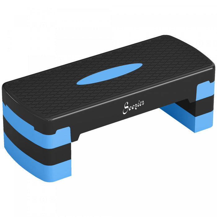 Soozier Aerobic Exercise Step Platform, 4\"/6\"/8\" Height Adjustable Aerobic Stepper with Risers, Workout Stepper for Home Gym, Men, Women, Cardio Fitness, Strength Training, Blue
