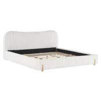 Luna Upholstered Bed with Plush Headboard,King Size - White 