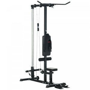 Soozier Lat Pull Down Machine Cable Station With Flip-up Footplate, Black