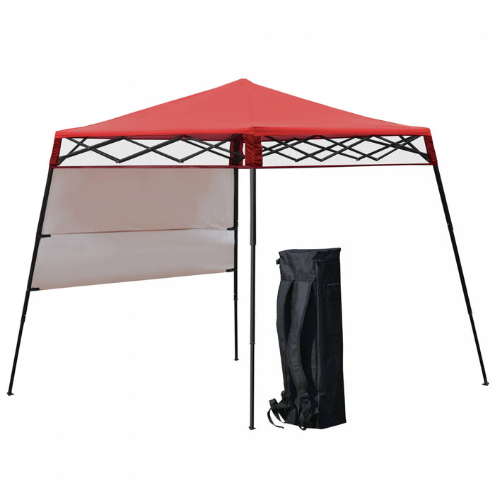 Outsunny 7' X 7' Garden Foldable Pop Up Gazebo Tent With Backpack & Adjustable Legs Outdoor Party Canopy, Red & Black