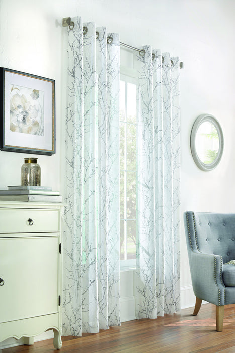 Lisette White Grommet Curtain Panel - 52\" X 95\"