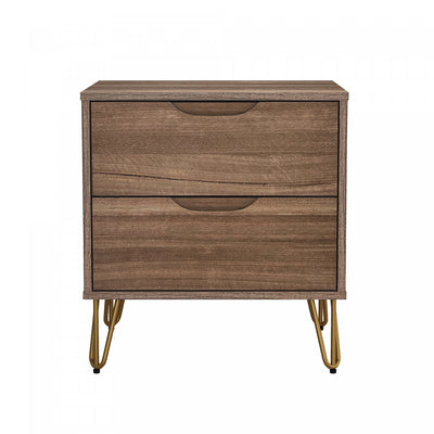 Avira Mid-Century Modern 20" Nightstand in Brown (2-Drawer) | Table de nuit Avira style milieu du siecle moderne 20" en brun (2 tiroirs)