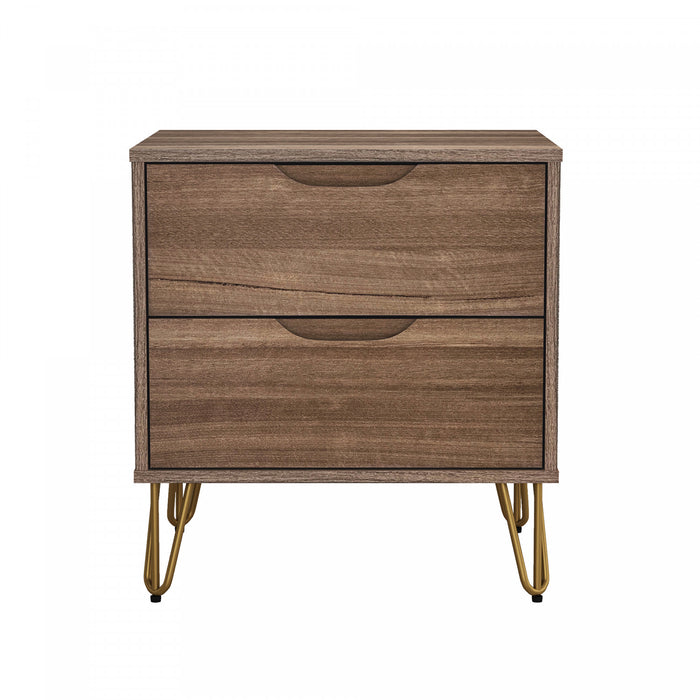 Avira Mid-Century Modern 20\" Nightstand in Brown (2-Drawer)