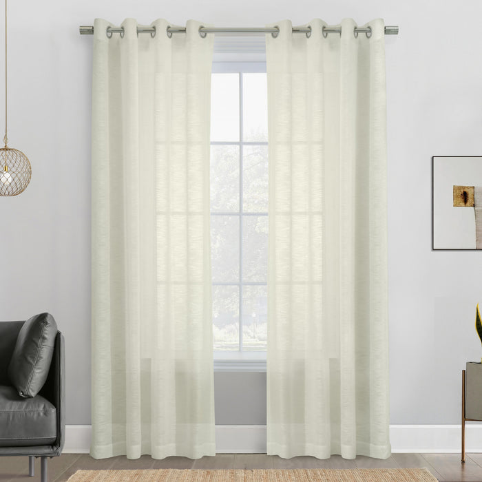 Habitat Boucle Off White Sheer Grommet Curtain Panel - 52 x 95