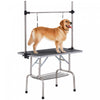 Pawhut Adjustable Dog Grooming Table Rubber Top 2 Safety Slings Mesh Storage Basket Heavy Metal Black 42.25\"x 23.5\" X 67\"
