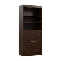 Bestar Pur 36 W Closet Organizer with Drawers - Chocolate