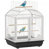 Pawhut 30 Inch Open Top Bird Cage, Steel Parrot Cage With Removable Tray, Food Container For Medium Small Bird, Finches, Cockatiel, Parakeets, Dark Grey
