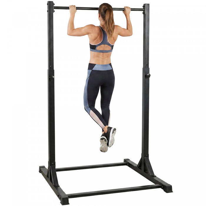 Soozier Portable Pull Up Station, Height Adjustable Pull Up Bar, Black